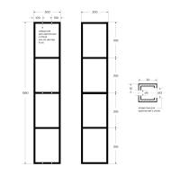 Четырёхъярусная подвесная металлическая полка CADRO 30x30x158 Nero CADRO-30/30/160-4C-SO-MET-ST CEZARES