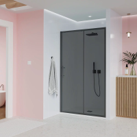 Душевая дверь раздвижная E1-B-130-12-C9 1300x1950 Цвет профиля Чёрный матовый Стекло  Тонированное матовое Veconi