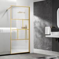 Душевые перегородки Walk-In HС Art  VSW-1HC900CFBG 900х2000 цвет брашированное золото стекло прозрачное/рифленое Vincea