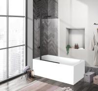 Шторка для ванной с одной неподвижной и одной распашной секцией UNO-V-11-100/150-C-NERO 1000x1500 BelBagno