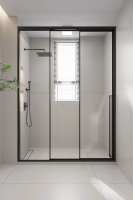 Душевая дверь раздвижная 1300x2000 цвет профиля Чёрный матовый стекло прозрачное PR3/L-130-01-B-C4 Premium Veconi