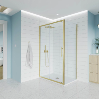 Душевой угол раздвижной E1-SP-G-11080-01-C9 1100х800x1950 Цвет профиля Золото брашинг Стекло  Прозрачное Veconi