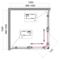 Душевой уголок квадратный UNO-195-A-2-100-CH-CR 1000x1000x1950 BelBagno